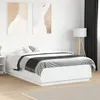 Image de vidaXL Cadre de Lit avec Lumières LED, Lit Double avec Sommier à Lattes, Lit Adulte de Chambre, Moderne, Blanc 135x190 cm 3209646