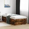 Image de vidaXL Cadre de Lit, Lit Double avec Sommier à Lattes, Lit Adulte, Meuble de Chambre à Coucher, Moderne, Chêne Fumé 100x200 3209720