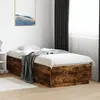 Image de vidaXL Cadre de Lit, Lit Simple avec Sommier à Lattes, Lit Adulte, Meuble de Chambre à Coucher, Moderne, Chêne Fumé 90x200 3209727