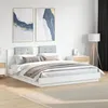 Image de vidaXL Cadre de Lit avec Tête de Lit, Lit Double avec Sommier à Lattes, Lit Adulte de Chambre, Moderne, Blanc 180x200 cm 3209898