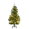 Image de vidaXL Sapin de Noël Artificiel Articulé 150 LED et Boules, Arbre de Noël avec Support, Décoration de Fête avec Lumières Vacance, 120 cm