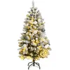Image de vidaXL Sapin de Noël Artificiel Articulé 150 LED et Boules, Arbre de Noël avec Lumières, Décoration de Fête Vacance Intérieur Extérieur, 120 cm