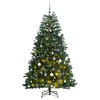 Image de vidaXL Sapin de Noël Artificiel Articulé 300 LED et Boules, Arbre de Noël avec Lumières, Décoration de Fête Vacance Intérieur Extérieur, 210 cm