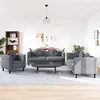 Image de vidaXL 3-delige Loungeset met kussens fluweel donkergrijs3209248