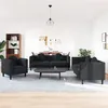 Image de vidaXL 3-delige Loungeset met kussens fluweel zwart3209252