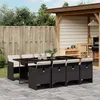Image de vidaXL Ensemble à manger de jardin 9pcs coussins noir résine tressée 3210558