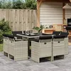 Image de vidaXL Ensemble à Manger de Jardin avec Coussins 9 pcs, Chaises et Table de Patio, Meubles de Terrasse Extérieur, Gris Clair 3210659