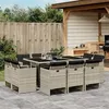 Image de vidaXL Ensemble à Manger de Jardin avec Coussins 11 pcs, Chaises et Table de Patio, Meubles de Terrasse Extérieur, Gris 3210671