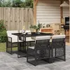 Image de vidaXL Ensemble à manger de jardin coussins 5pcs noir résine tressée 3210714