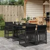 Image de vidaXL Ensemble à manger de jardin coussins 5pcs noir résine tressée 3210715