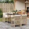 Image de vidaXL Ensemble à manger de jardin avec coussins 5pcs Beige poly rotin 3210718