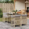 Image de vidaXL Ensemble à manger de jardin avec coussins 5pcs Beige poly rotin 3210720