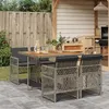Image de vidaXL Ensemble à manger de jardin 5 pcs coussins gris résine tressée 3210722