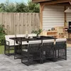 Image de vidaXL Ensemble à manger de jardin coussins 7 pcs noir résine tressée 3210726
