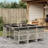 Image de vidaXL Ensemble à manger de jardin et coussins 7 pcs gris clair rotin 3210731