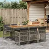 Image de vidaXL Ensemble à manger de jardin et coussins 7 pcs gris rotin 3210734