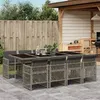 Image de vidaXL Ensemble à manger de jardin 9 pcs coussins gris résine tressée 3210740