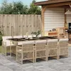 Image de vidaXL Ensemble à manger de jardin et coussins 9 pcs beige Poly rotin 3210742