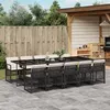 Image de vidaXL Ensemble à manger de jardin 11 pcs coussins noir résine tressée 3210750