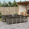 Image de vidaXL Ensemble à manger de jardin 11pcs avec coussins gris poly rotin 3210752