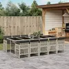Image de vidaXL Ensemble à manger de jardin 11pcs avec coussins gris poly rotin 3210755