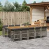 Image de vidaXL Ensemble à manger de jardin 11pcs avec coussins gris poly rotin 3210758