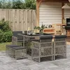 Image de vidaXL Ensemble à manger de jardin 9 pcs coussins gris résine tressée, ensemble à manger d'extérieur, meuble à manger de 3210776