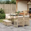 Image de vidaXL Ensemble à manger de jardin et coussins 9 pcs beige Poly rotin, ensemble à manger d'extérieur, meuble à manger de 3210778