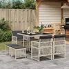 Image de vidaXL Ensemble à manger de jardin et coussins 9 pcs gris clair rotin, ensemble à manger d'extérieur, meuble à manger de 3210779