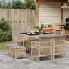 Image de vidaXL Ensemble à manger de jardin et coussins 9 pcs beige Poly rotin, ensemble à manger d'extérieur, meuble à manger de 3210780