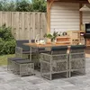 Image de vidaXL Ensemble à manger de jardin 9 pcs coussins gris résine tressée, ensemble à manger d'extérieur, meuble à manger de 3210782