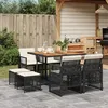 Image de vidaXL Ensemble à manger de jardin 9pcs coussins noir résine tressée, ensemble à manger d'extérieur, meuble à manger de 3210783