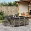 Image de vidaXL Ensemble à manger de jardin 11pcs avec coussins gris poly rotin, ensemble à manger d'extérieur, meuble à manger de 3210788