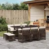 Image de vidaXL Ensemble à manger de jardin et coussins 11 pcs marron rotin, ensemble à manger d'extérieur, meuble à manger de 3210789