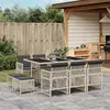 Image de vidaXL Ensemble à manger de jardin 11pcs avec coussins gris poly rotin, ensemble à manger d'extérieur, meuble à manger de 3210791