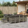 Image de vidaXL Ensemble à manger de jardin coussins 13 pcs gris résine tressée, ensemble à manger d'extérieur, meuble à manger de 3210800