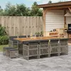 Image de vidaXL Ensemble à manger de jardin coussins 13 pcs gris résine tressée, ensemble à manger d'extérieur, meuble à manger 3210806