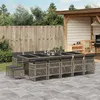 Image de vidaXL Ensemble à manger de jardin 15 pcs coussins gris résine tressée, ensemble à manger d'extérieur, meuble à manger de 3210812