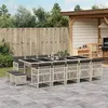 Image de vidaXL Ensemble à manger de jardin et coussins 15 pcs gris clair rotin, ensemble à manger d'extérieur, meuble à manger 3210815