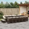 Image de vidaXL Ensemble à manger de jardin et coussins 17 pcs marron rotin, ensemble à manger d'extérieur, meuble à manger 3210825
