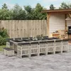 Image de vidaXL Ensemble à manger de jardin et coussins 17 pcs gris clair rotin, ensemble à manger d'extérieur, meuble à manger 3210827