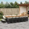 Image de Salon de jardin Vidaxl rotin noir 17 pieces