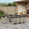Image de vidaXL Ensemble à manger de jardin 11pcs avec coussins gris poly rotin, ensemble de salle à manger d'extérieur, meuble de 3210851