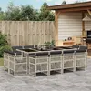 Image de vidaXL Ensemble à manger de jardin et coussins 13 pcs gris clair rotin, ensemble de salle à manger d'extérieur, meuble de 3210863