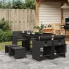 Image de vidaXL Ensemble à Manger de Jardin Coussins 9pcs, Chaises à Manger avec Accoudoirs, Ensemble de Meubles avec Table, Moderne, 3211135