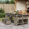 Image de vidaXL Ensemble à Manger de Jardin avec Coussins 9 pcs, Chaises à Manger avec Accoudoirs, Ensemble de Meubles avec Table, 3211136