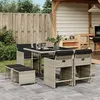 Image de vidaXL 9-delige Tuinset met kussens poly rattan lichtgrijs3211139