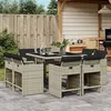 Image de vidaXL 9-delige Tuinset met kussens poly rattan lichtgrijs3211199