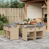 Image de vidaXL Ensemble à Manger de Jardin et Coussins 9 pcs, Chaises à Manger avec Accoudoirs, Ensemble de Meubles avec Table, 3211200