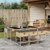 Image de Ensemble à manger de jardin coussins 7 pcs mélange beige rotin